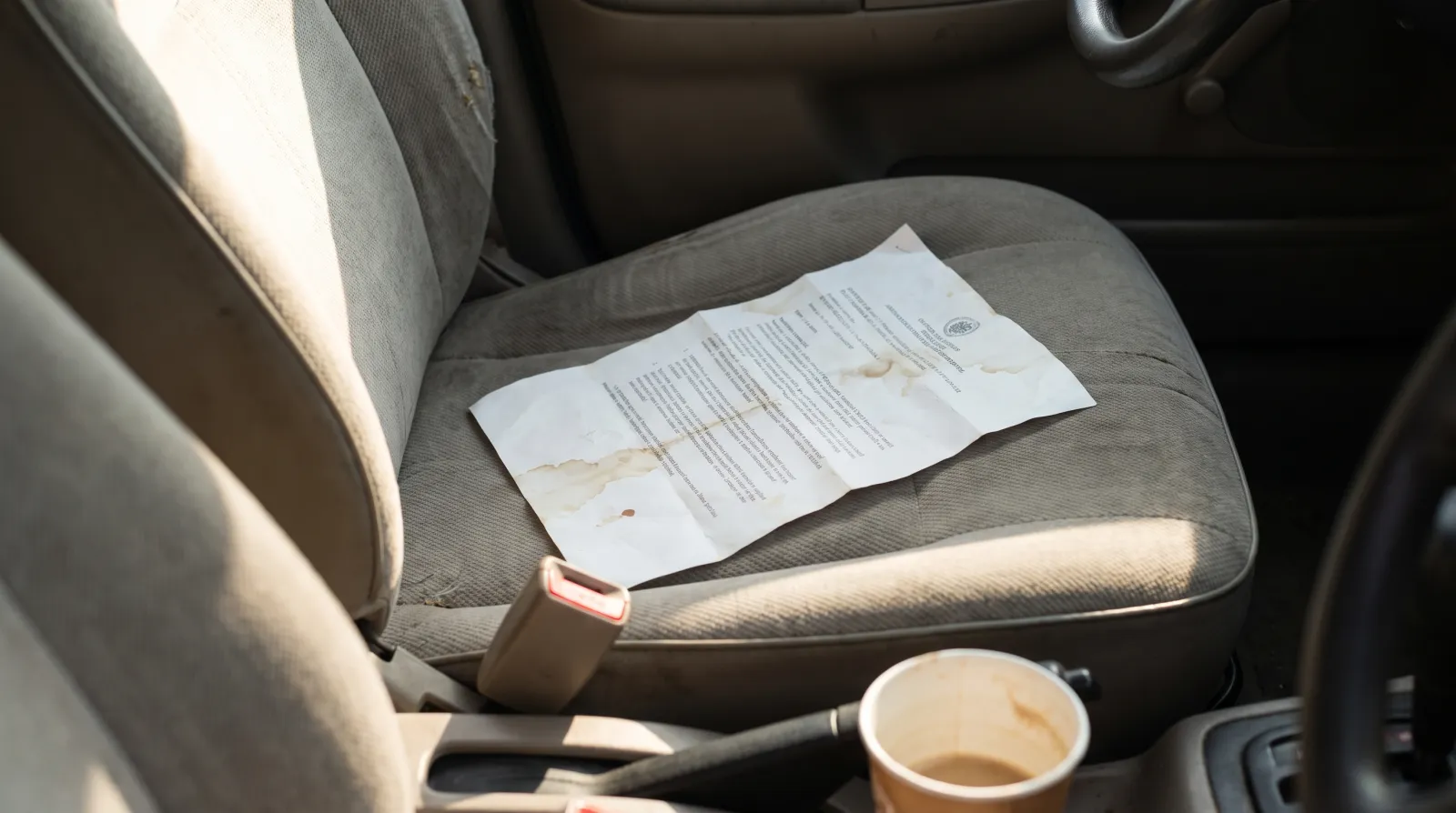 Certificat provisoire d'immatriculation imprimé, posé dans le véhicule