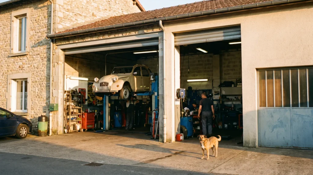 Atelier du garage vu depuis la cour
